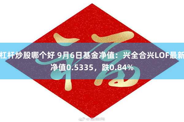 杠杆炒股哪个好 9月6日基金净值：兴全合兴LOF最新净值0.5335，跌0.84%