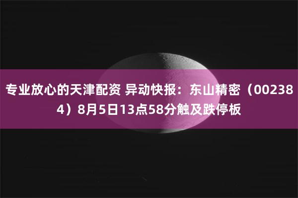 专业放心的天津配资 异动快报：东山精密（002384）8月5日13点58分触及跌停板