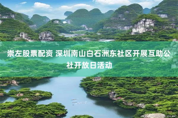 崇左股票配资 深圳南山白石洲东社区开展互助公社开放日活动